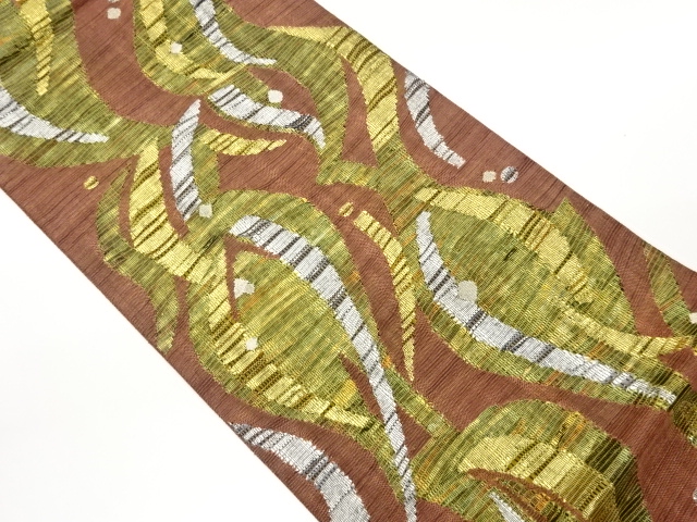 JAPANESE FUKURO OBI / PULP CLOTH / WOVEN ABSTRACT WAVY STRIPE